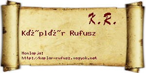 Káplár Rufusz névjegykártya